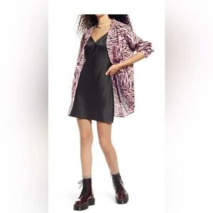 BP. BE PROUD Pride PINK BOUQUET RETRO ZEBRA Button-Up Shirt SZ L